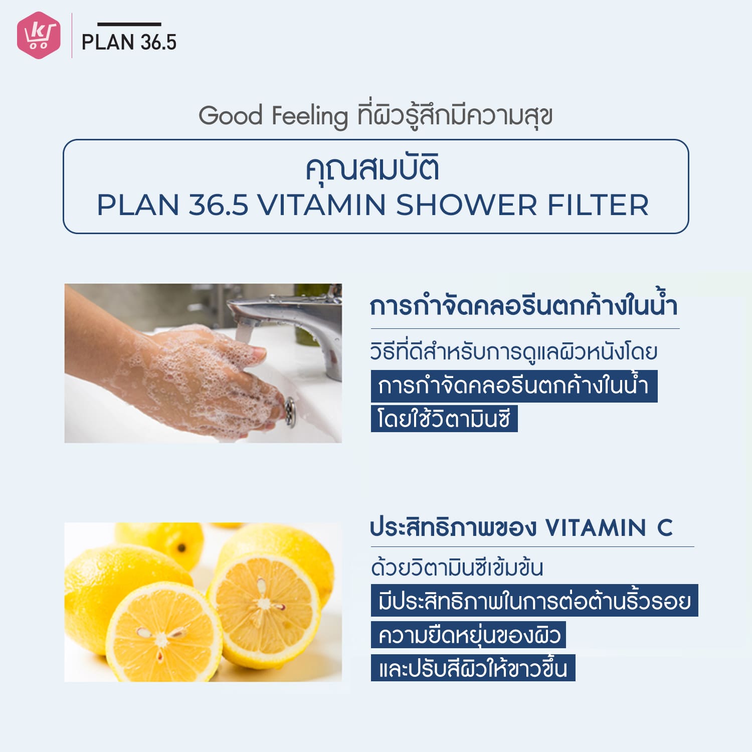 Plan 36.5 ฝักบัวกรองน้ำ ฝักบัววิตามิน ที่กรองน้ำฝักบัวจากเกาหลี กลิ่นเลม่อน - Image 8