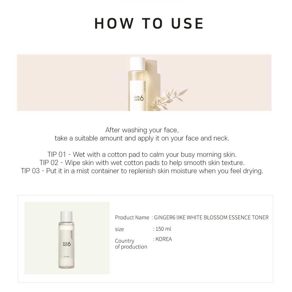GINGER6 Like White Blossom Essence Toner - Image 4
